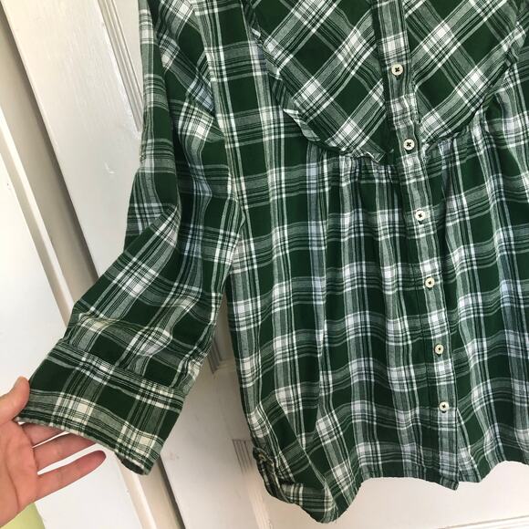 US Polo Assn Green Plaid Button Button Down Shirt Top Western Country Cottage - Picture 4 of 7